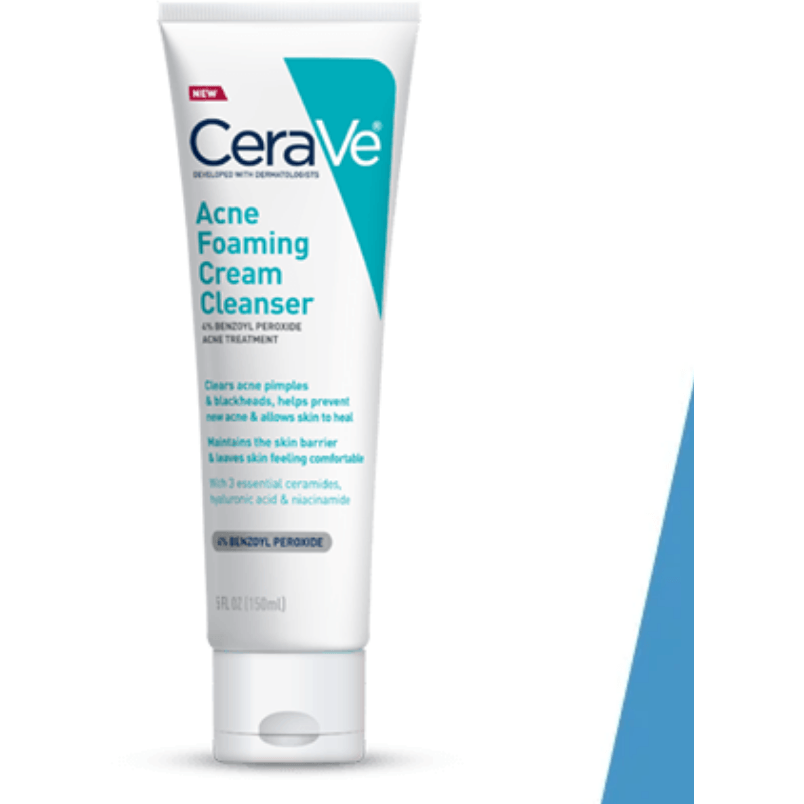Cerave acne foaming cream cleanser with 4% benzoyl peroxide
