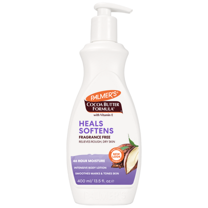 Palmers cocoa butter formula heals and softens fragrance free body lotion 400mls