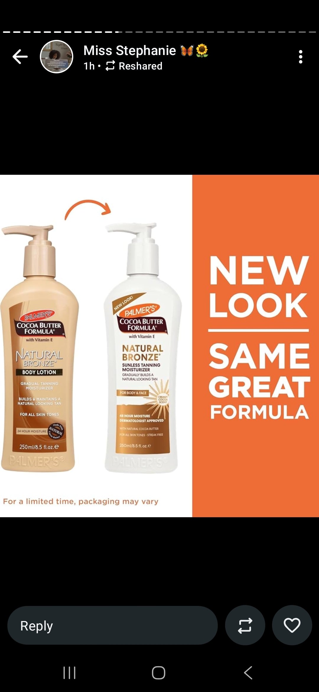 PALMERS NATURAL BRONZE BODY LOTION 250ml